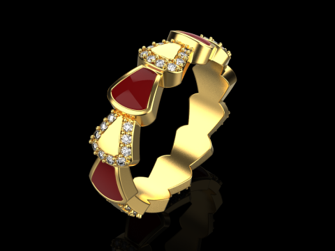 Wedding enamel ring with gems model 895 Modelo de Impressão 3D