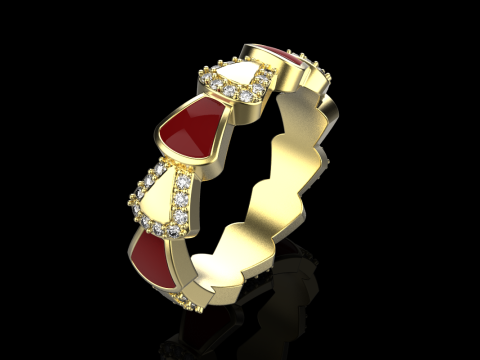 Wedding enamel ring with gems model 895 Modelo de Impressão 3D