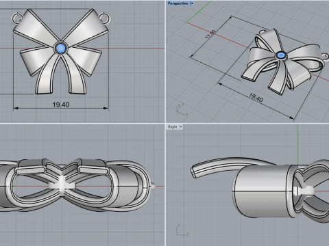 Bow necklace model 891 3D Print Model