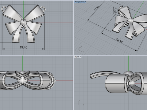 Bow necklace model 890 3D Print Model