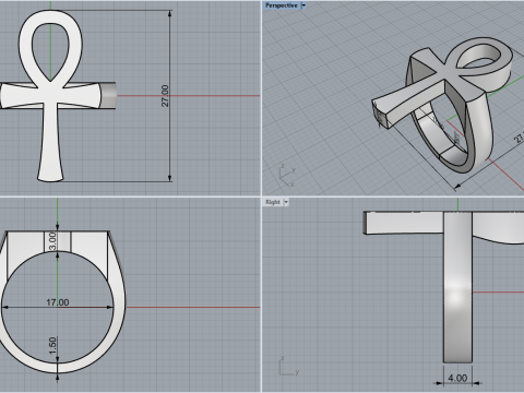Ankh cross ring model 889 Modelo de Impressão 3D