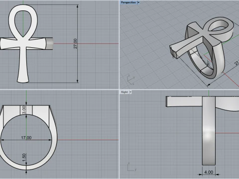 Ankh cross ring model 889 3D Print Model