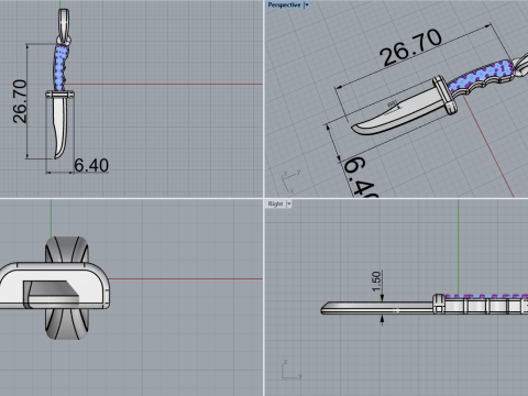 Knife pendant model 888 3D Print Model