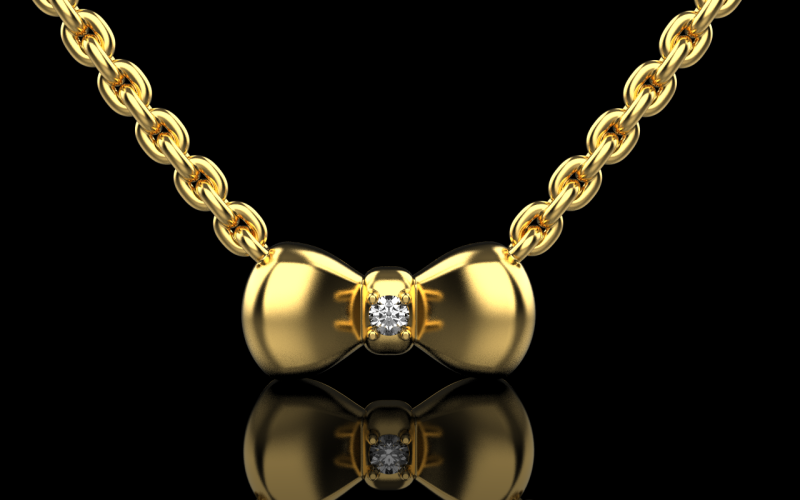 Bow necklace model 885 3D 프린트 모델 .c4d .max .obj .3ds .fbx .stl .blend
