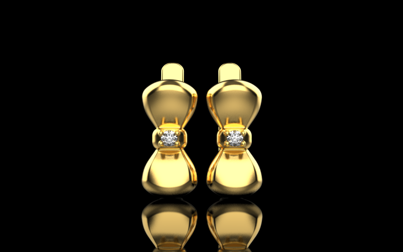 Bow earring model 883 3Dプリントモデル .c4d .max .obj .3ds .fbx .stl .blend 
