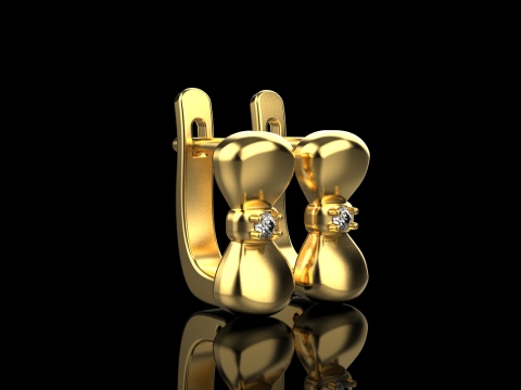 Bow earring model 883 3Dプリントモデル