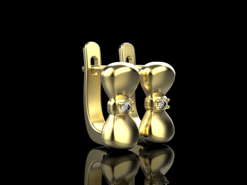 Bow earring model 883 3Dプリントモデル