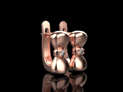Bow earring model 883 3Dプリントモデル