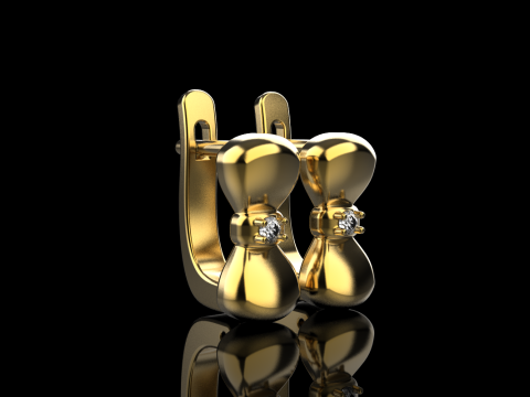 Bow earring model 883 3Dプリントモデル