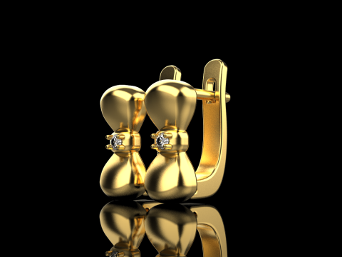 Bow earring model 883 3Dプリントモデル