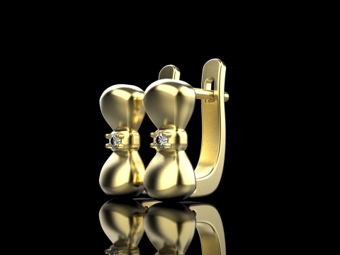 Bow earring model 883 3Dプリントモデル
