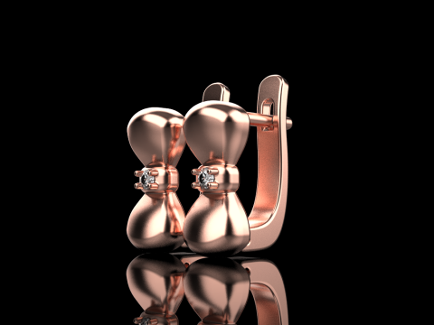 Bow earring model 883 3Dプリントモデル