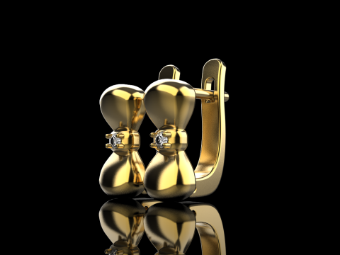 Bow earring model 883 3Dプリントモデル