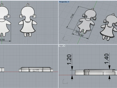 Family pendant girl model 881 3D Print Model
