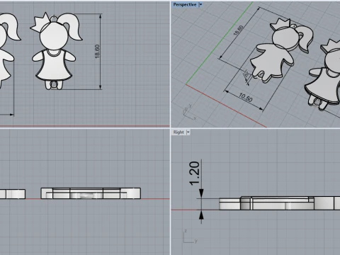 Family pendant girl model 880 3D Print Model