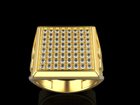 クロス付きシグネットリング モデル 878 3Dプリントモデル