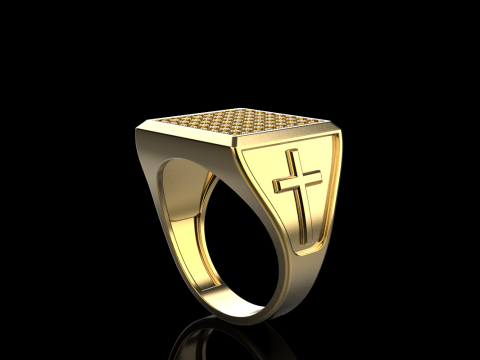 Signet ring with cross model 878 Modelo de Impressão 3D