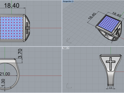 Signet ring with cross model 878 Modelo de Impressão 3D