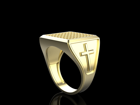 Signet ring with cross model 878 Modelo de Impressão 3D