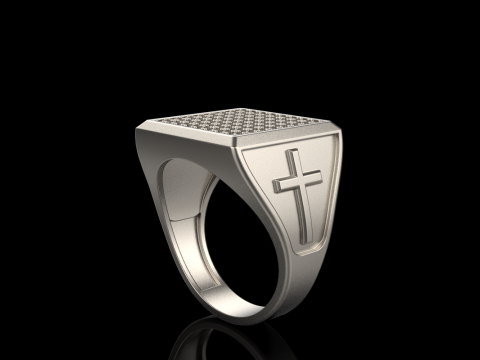 Signet ring with cross model 878 Modelo de Impressão 3D