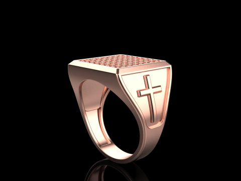 Signet ring with cross model 878 Modelo de Impressão 3D