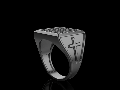 Signet ring with cross model 878 Modelo de Impressão 3D