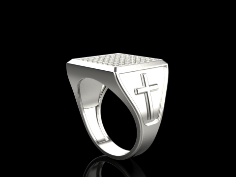 Signet ring with cross model 878 Modelo de Impressão 3D
