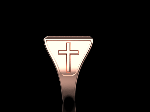 Signet ring with cross model 878 Modelo de Impressão 3D
