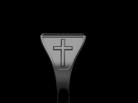 Signet ring with cross model 878 Modelo de Impressão 3D