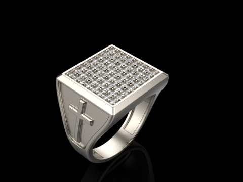 Signet ring with cross model 878 Modelo de Impressão 3D