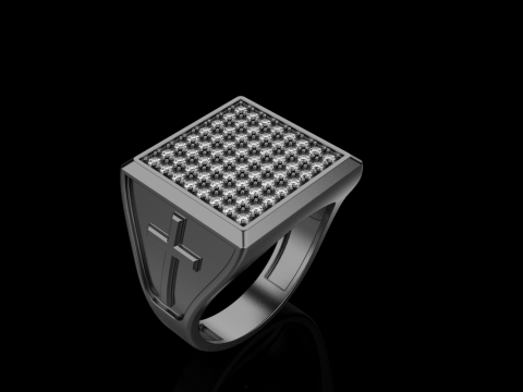 Signet ring with cross model 878 Modelo de Impressão 3D