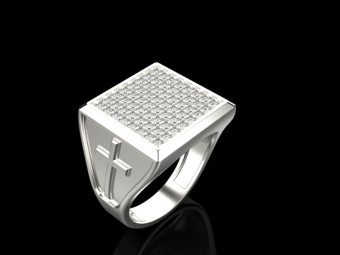Signet ring with cross model 878 Modelo de Impressão 3D