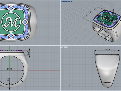 Signet ring model 877 3Dプリントモデル
