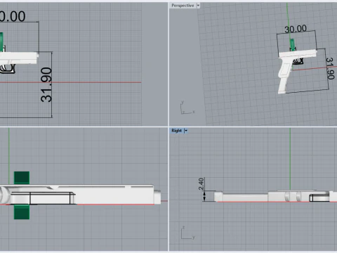 Pistol pendant model 876 3D Print Model