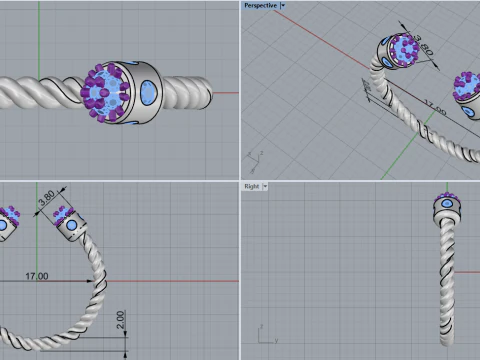 Anel modelo 874 Modelo de Impressão 3D