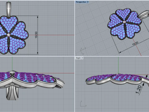 Clover pendant model 872 3D Print Model