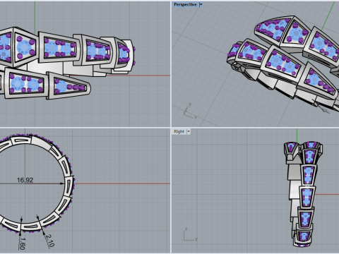 Serpenti ring model 869 3D Принт Модель