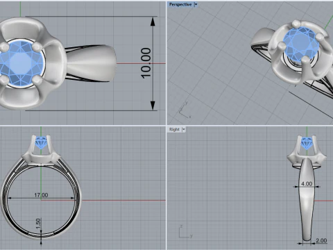 Engagement ring model 865 3D Print Model