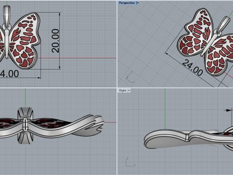 Butterfly pendant model 862 3D प्रिंट मॉडल