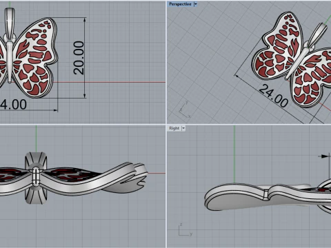 Butterfly pendant model 862 3D Print Model