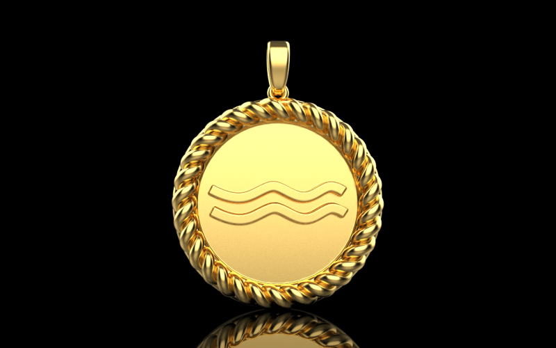 Zodiac sign Aquarius pendant model 860 3D 打印模型 .c4d .max .obj .3ds .fbx .stl .blend