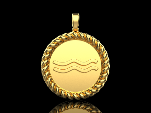 Zodiac sign Aquarius pendant model 860 Model Cetak 3D