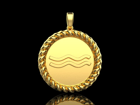 राशि चक्र कुम्भ पेंडेंट मॉडल 860 3D प्रिंट मॉडल