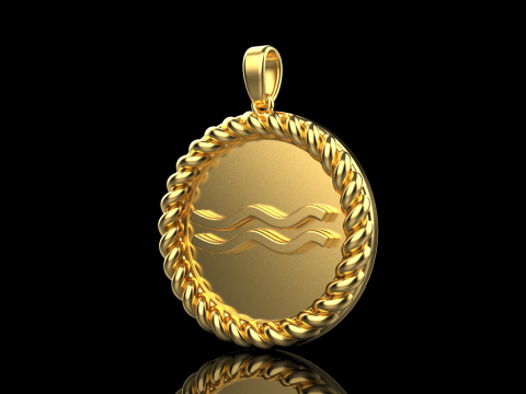 Zodiac sign Aquarius pendant model 860 3D 打印模型