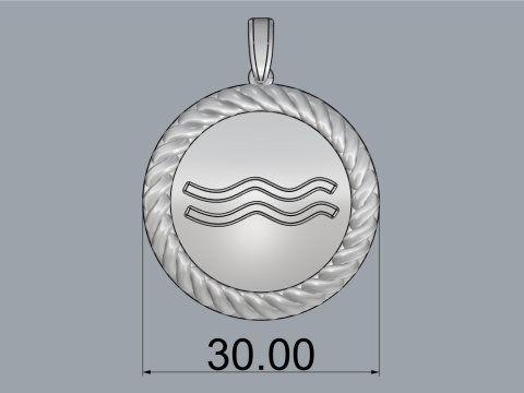 Zodiac sign Aquarius pendant model 860 3D 打印模型