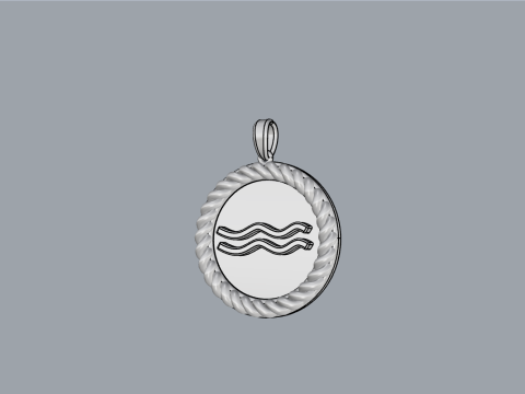 Zodiac sign Aquarius pendant model 860 3D 打印模型