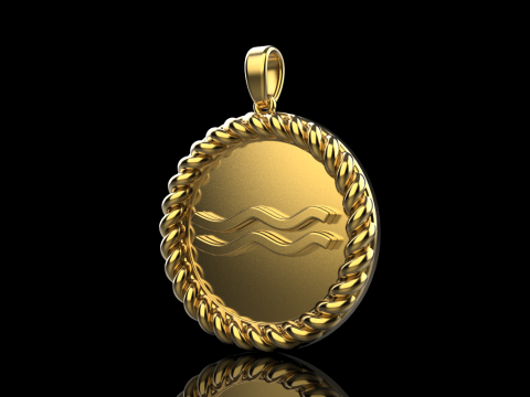Zodiac sign Aquarius pendant model 860 3D 打印模型
