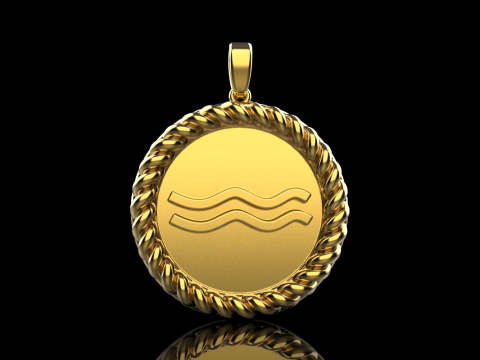 Zodiac sign Aquarius pendant model 860 3D 打印模型