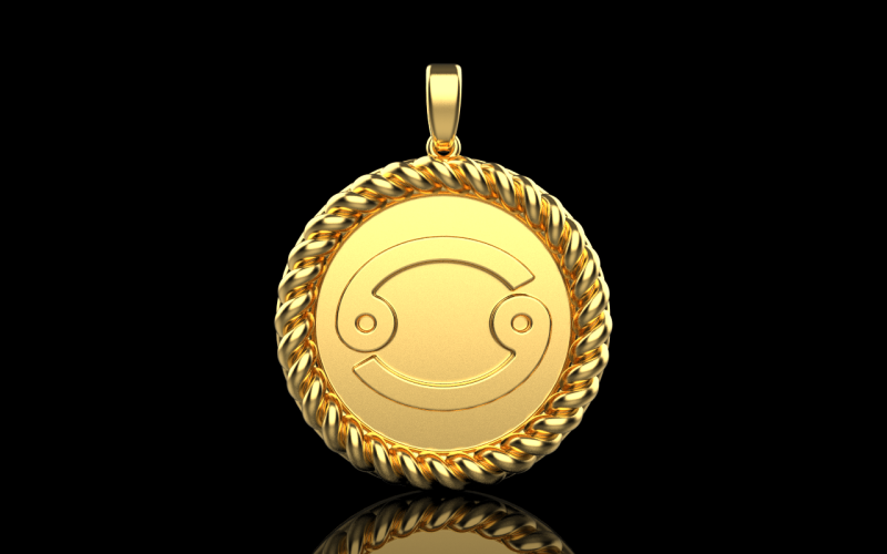Zodiac sign Cancer pendant model 853 3D 打印模型 .c4d .max .obj .3ds .fbx .stl .blend