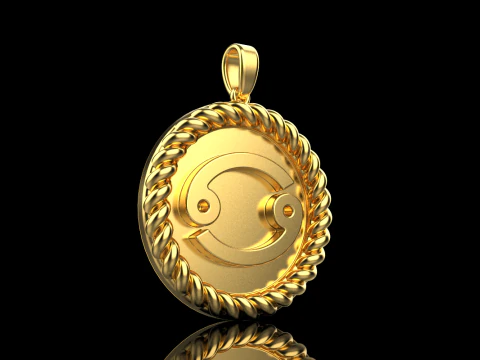 Zodiac sign Cancer pendant model 853 3D Print Model
